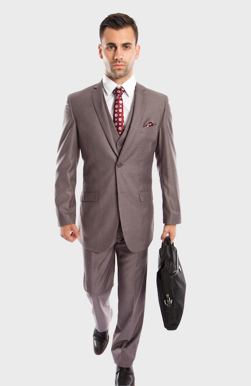 Midgrey 3 Piece Slim Fit Vested Suit