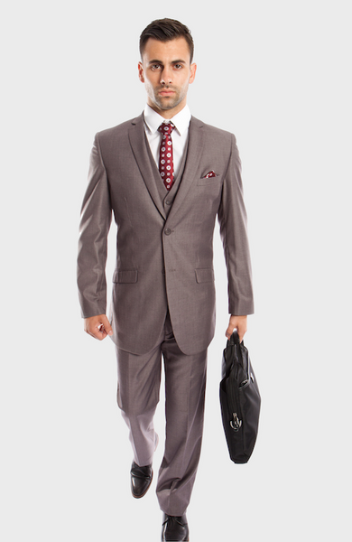 Midgrey 3 Piece Slim Fit Vested Suit