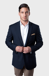 Navy Solid Two Button Sim Fit Blazer