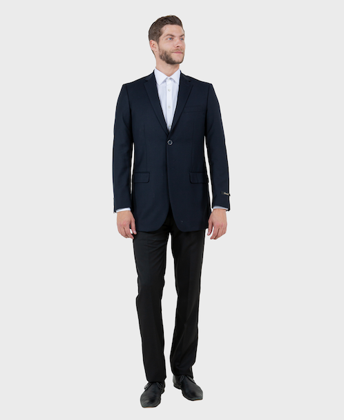 Navy Solid Two Button Slim Fit Blazer