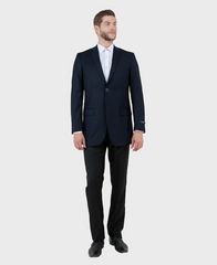 Navy Solid Two Button Slim Fit Blazer