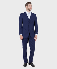 Navy Blue 3 Piece Slim Fit Vested Suit