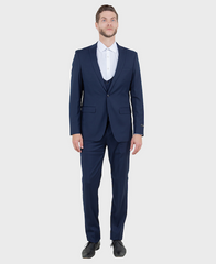 Navy Blue 3 Piece Peak Lapel Suit