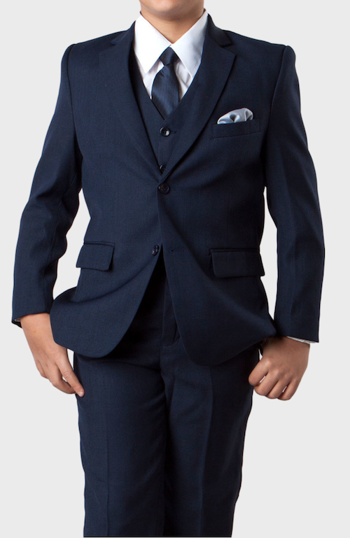 5 Piece Navy Boys 2 Button Suit