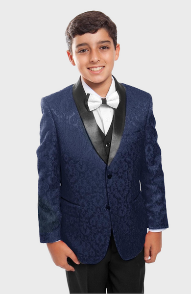Boys Navy Floral Tuxedo