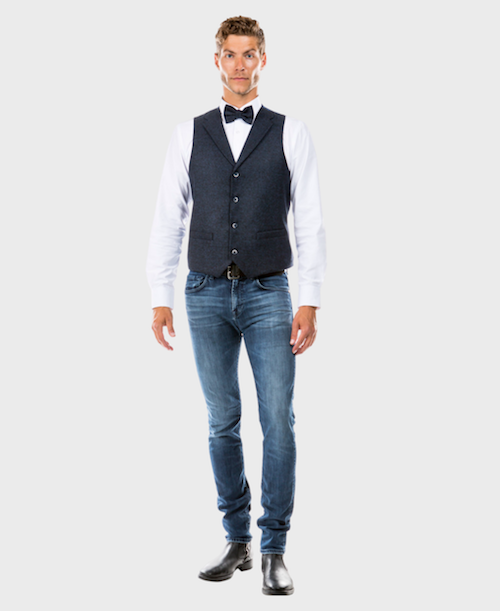 Navy Tweed Collared Vest