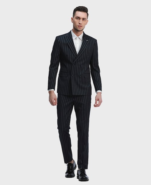 Navy Pinstripe Double Breasted Suit