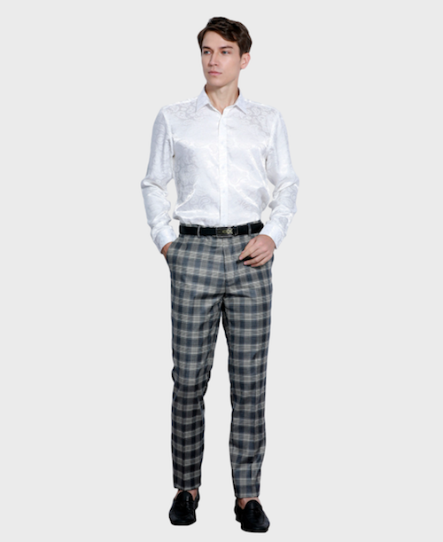 navy plaid dress pants 