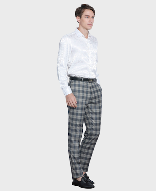 navy plaid suit pants 