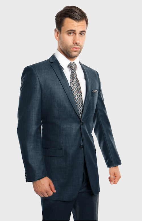 Navy Slim Fit Sharkskin Suit