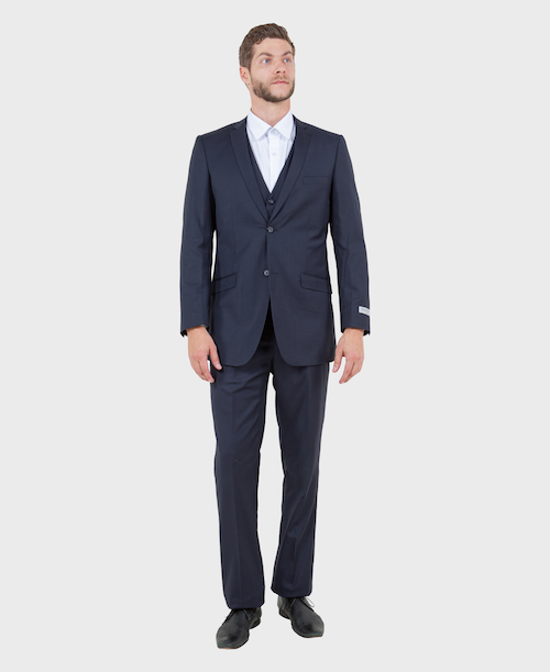 Navy 3 Piece Slim Fit Vested Suit