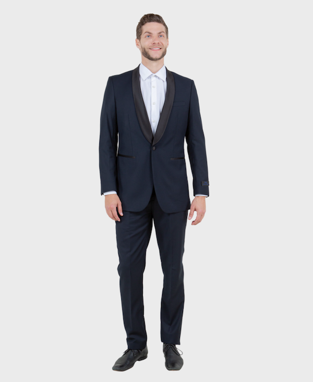 Navy 1 Button Shawl Lapel Slim Fit Tuxedo