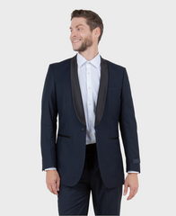 Navy 1 Button Shawl Lapel Slim Fit Tuxedo