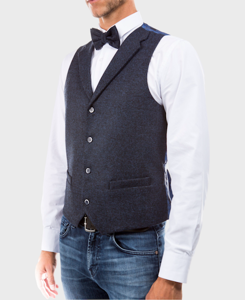 Navy Tweed Collared Vest