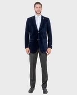 Navy Velvet-Double Breasted-Blazer