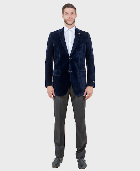 Navy Velvet-Double Breasted-Blazer