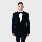 Navy Velvet-Double Breasted-Blazer