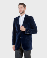 Navy Velvet-Double Breasted-Blazer