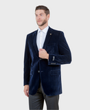 Navy Velvet-Double Breasted-Blazer