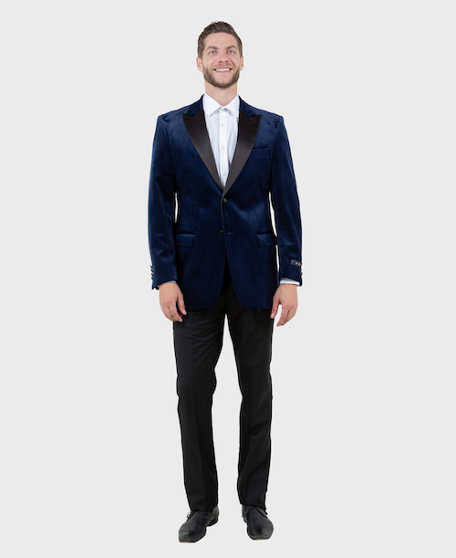 Navy Velvet Peak Lapel Blazer