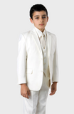 5 Piece Off White Boys 2 Button Suit
