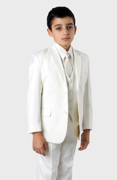 5 Piece Off White Boys 2 Button Suit