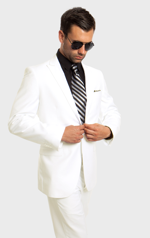 Off White  One Button Slim Fit Suit