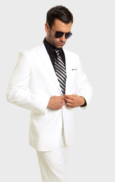 Off White One Button Slim Fit Suit