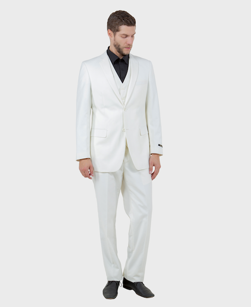 Off White Modern Fit 3-Piece Suit