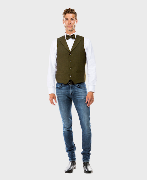 olive mens tweed vest