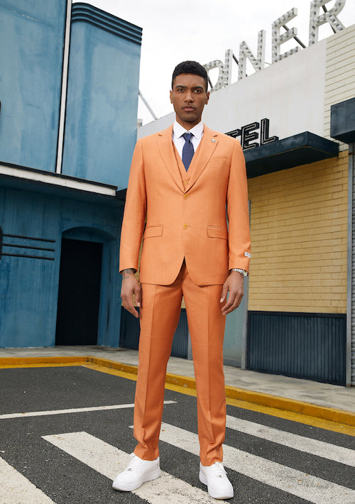 orange 3 piece suit 