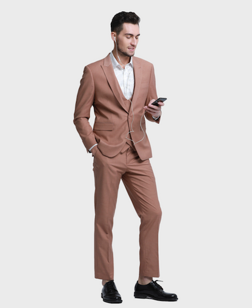Peach Skinny Fit Peak Lapel Suit