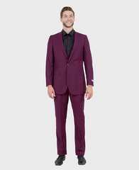 Plum One Button Slim Fit Suit