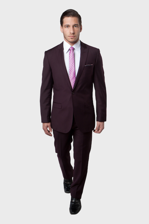 Plum One Button Slim Fit Suit