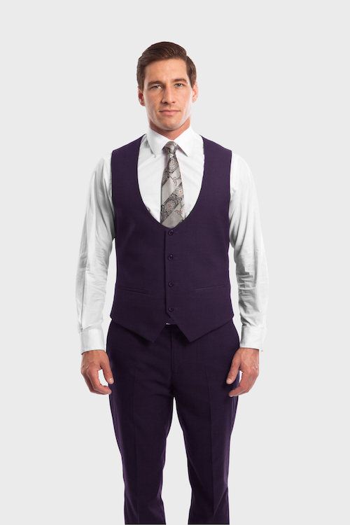 Purple 3 Piece Peak Lapel Suit