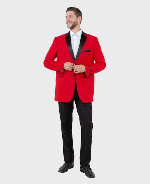 Red Tuxedo Jacket with Black Lapel 56R Red