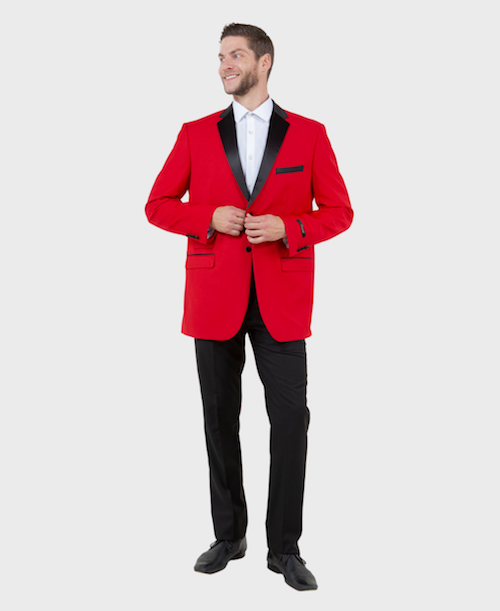 Men's Red Tuxedo Jacket with Black Lapel – FlexSuits