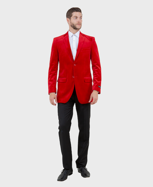 red velvet blazer