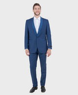 Men's Blue 1 Button Shawl Lapel Slim Fit Tuxedo