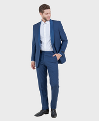 Blue 1 Button Shawl Lapel Slim Fit Tuxedo