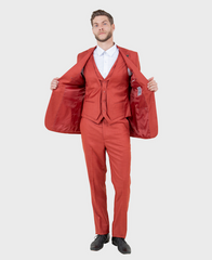 rust red 3 piece suit 