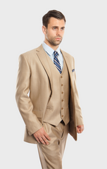 Stone Sharkskin Modern Fit 3-Piece Suit