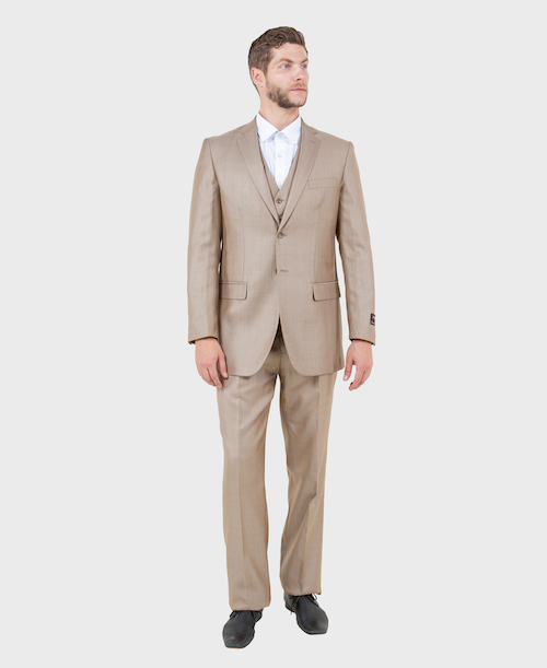 Stone Sharkskin Modern Fit 3-Piece Suit