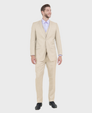 Tan 3 Piece Shiny Sharkskin Suit