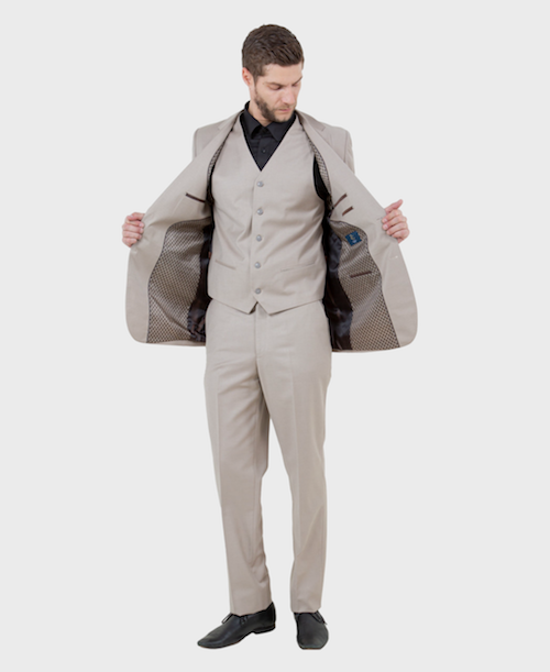 Tan Wool Modern Fit 3 Piece Suit