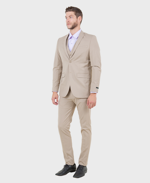 Tan Stretch 3 Piece Suit