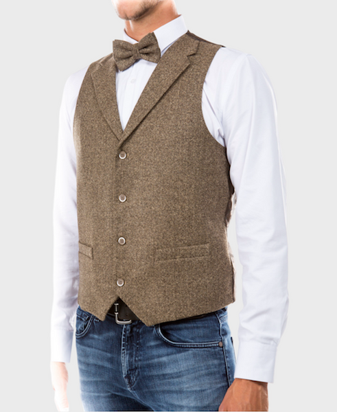 Tan Tweed Collared Vest