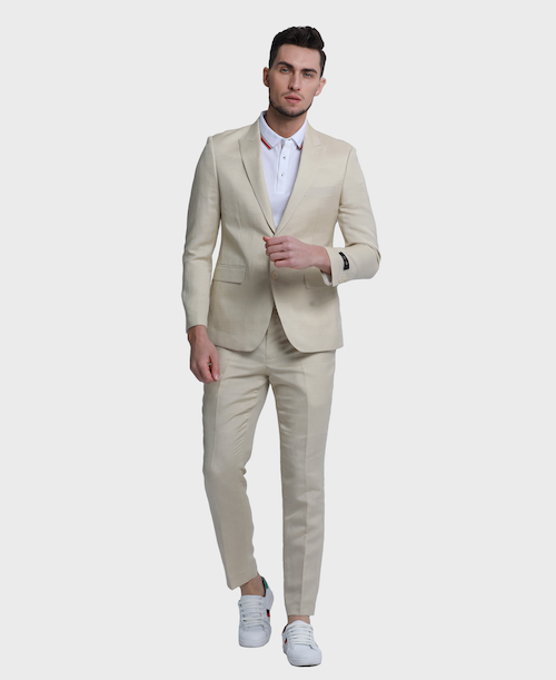 Light Grey Skinny Fit 2 Button Suit