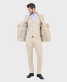 Tan 3 Piece Shiny Sharkskin Suit