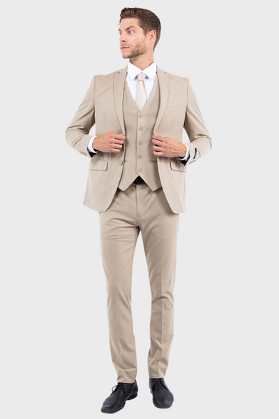 Tan Stretch 3 Piece Suit